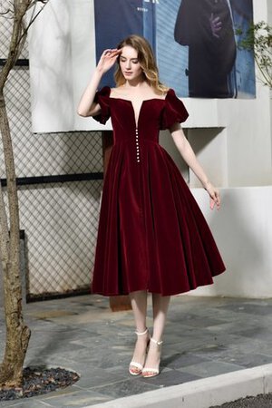 Robe de bal accrocheur encolure en carré textile en velours bref romantique