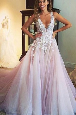 Robe de bal plissage sexy en tulle de traîne moyenne manche nulle