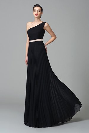 Robe de bal plissé d'épaule asymétrique au drapée avec chiffon ligne a