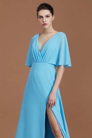 Robe demoiselle d'honneur en chiffon avec manche 1/2 a-ligne séduisant naturel