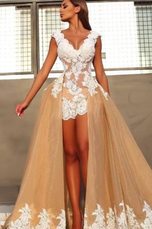 Robe de bal manche nulle de princesse splendide de traîne courte naturel