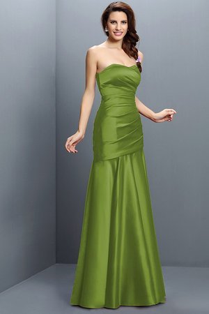 Robe demoiselle d'honneur longue ligne a ruché en satin avec zip