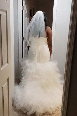 Robe de mariée avec lacets textile en tulle pendant manche nulle élégant