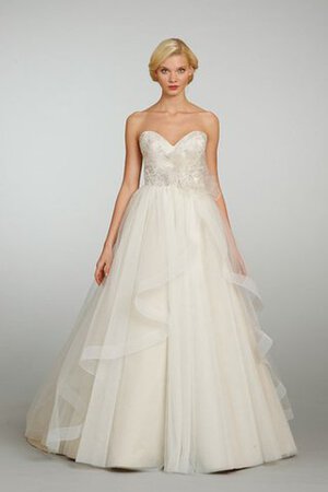 Robe de mariée manche nulle en organza dos nu avec perle de lotus