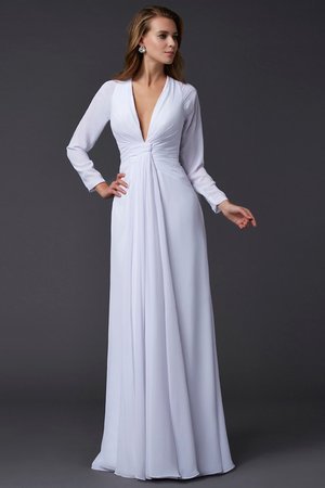 Robe de bal avec chiffon fermeutre eclair avec manche longue ruché jusqu'au sol