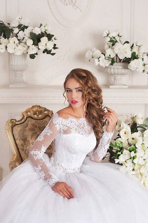 Robe de mariée ruché avec perle de traîne courte avec manche longue cordon