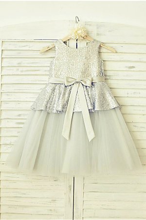 Robe cortège fille pailleté avec zip en tulle encolure ronde de princesse