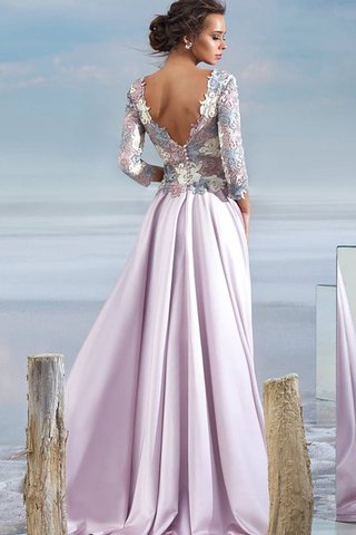 Robe de bal en satin v encolure ligne a avec manche longue longueur au ras du sol