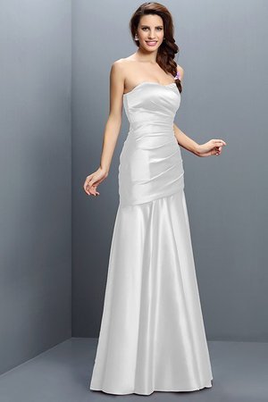 Robe demoiselle d'honneur longue ligne a ruché en satin avec zip