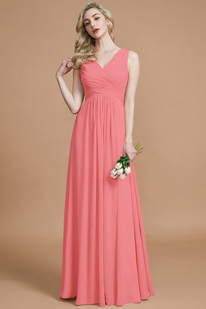 Robe demoiselle d'honneur fermeutre eclair manche nulle ruché ligne a avec chiffon