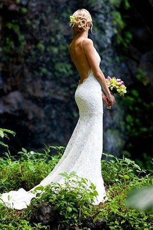 Robe de mariée bretelles spaghetti merveilleux de col en v de traîne moyenne naturel