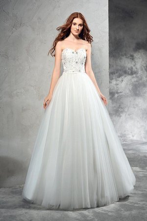 Robe de mariée de princesse manche nulle longueur au ras du sol avec perle ligne a