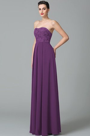 Robe demoiselle d'honneur longue en chiffon de col en cœur manche nulle a-ligne