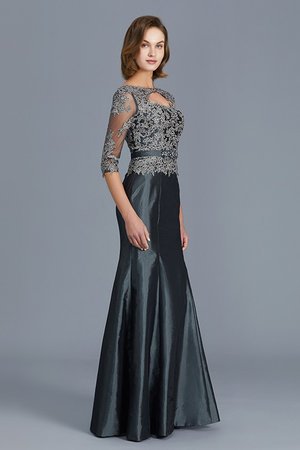 Robe mère de mariée encolure ronde en 3/4 manche fait main en taffetas de sirène