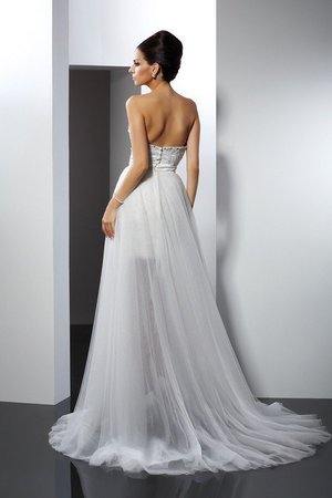 Robe de mariée longue manche nulle de col en cœur en tulle appliques