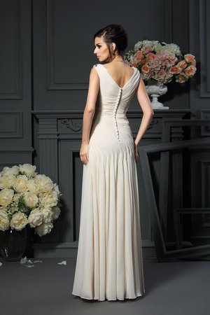 Robe mère de mariée avec perle v encolure avec chiffon manche nulle gaine