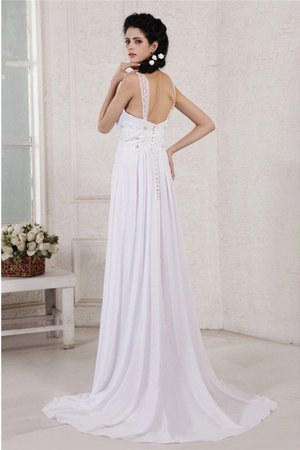 Robe de mariée longue avec chiffon avec sans manches avec lacets au drapée