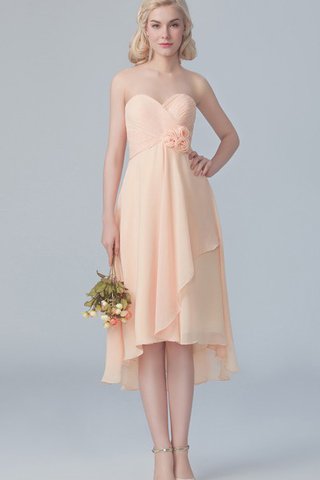 Robe demoiselle d'honneur bref en chiffon haut bas avec fleurs