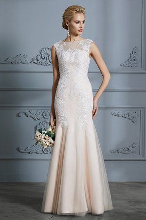 Robe de mariée col u profond en tulle de sirène avec sans manches éblouissant