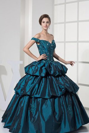 Robe de quinceanera avec lacets bretelles spaghetti decoration en fleur ornée de mode de bal