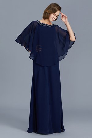 Robe mère de mariée avec manche longue en chiffon col u profond accrocheur avec perle