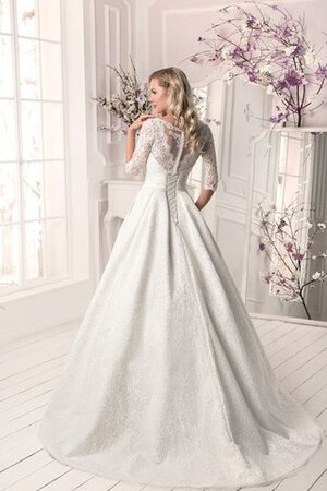 Robe de mariée elégant ligne a de col entaillé de traîne courte avec lacets