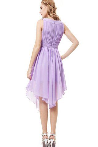 Robe fête de la rentrée haut bas en chiffon asymétrique ruché avec zip