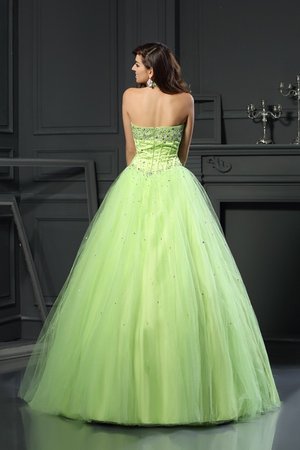 Robe de quinceanera longue de mode de bal avec perle manche nulle avec zip