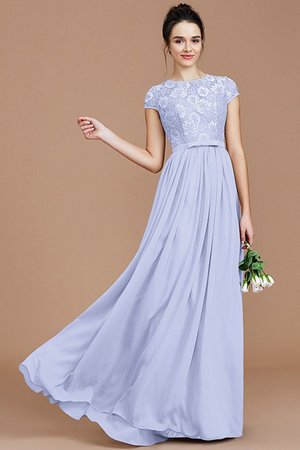 Robe demoiselle d'honneur naturel de princesse a-ligne avec zip col ras du cou