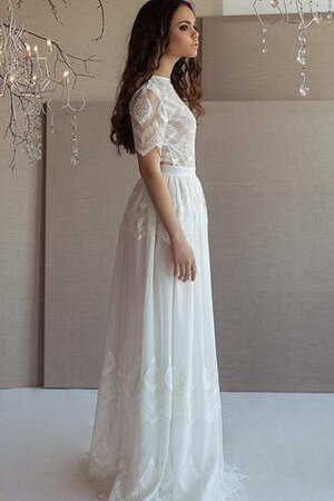 Robe de mariée vintage en dentelle de col bateau elevé avec chiffon