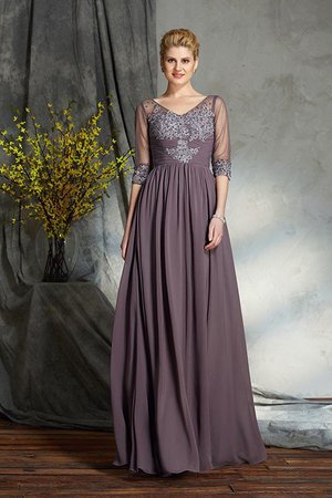 Robe mère de mariée en chiffon de princesse avec zip avec sans manches a-ligne