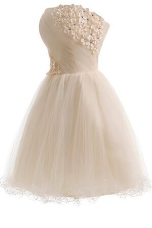 Robe de graduation naturel avec perle ligne a textile en tulle de lotus