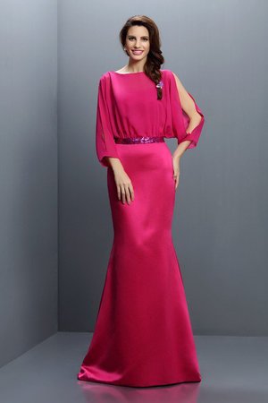 Robe demoiselle d'honneur avec chiffon de sirène avec ruban ceinture col en bateau