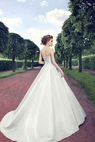 Robe de mariée naturel avec perle manche nulle cordon de traîne moyenne