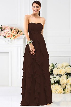 Robe demoiselle d'honneur plissage longue avec chiffon de bustier manche nulle