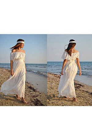 Robe de mariée simple ceinture en dentelle epaule nue a plage