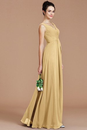 Robe demoiselle d'honneur sans dos de col en v ruché avec chiffon de princesse