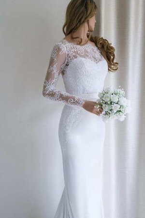 Robe de mariée classique v col profonde appliques avec manche longue de traîne moyenne