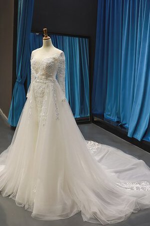 Robe de mariée énergique textile en tulle avec manche longue longue discrete