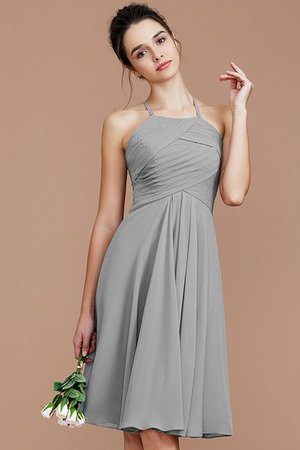 Robe demoiselle d'honneur courte naturel ruché avec chiffon de princesse