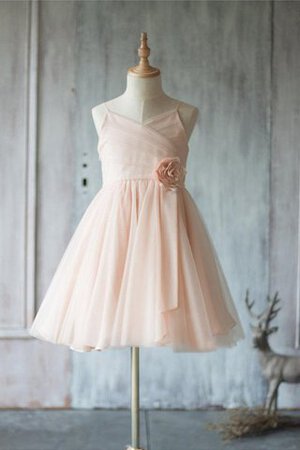 Robe cortège fille de lotus au niveau de genou manche nulle v encolure textile en tulle