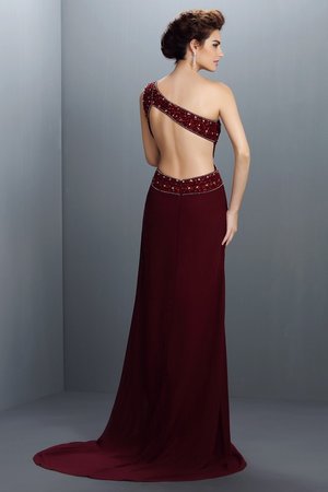 Robe de bal longue a-ligne manche nulle en chiffon d'épaule asymétrique