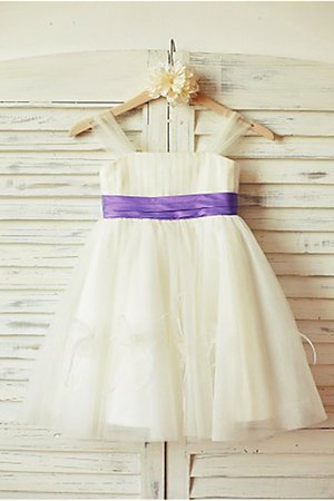 Robe cortège fille en tulle manche nulle ligne a avec fleurs fermeutre eclair