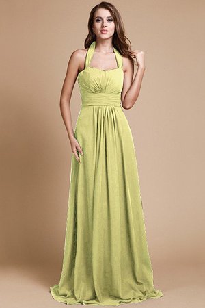 Robe demoiselle d'honneur fermeutre eclair de lotus dénudé manche nulle en chiffon