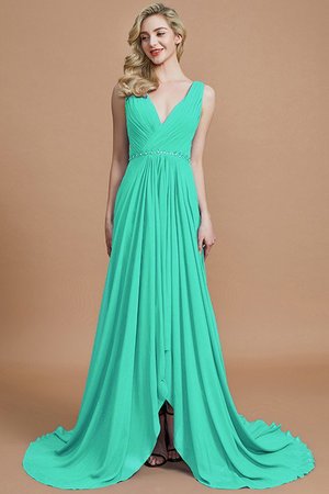 Robe demoiselle d'honneur ligne a v encolure manche nulle de princesse en chiffon