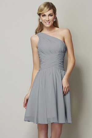 Robe demoiselle d'honneur naturel courte de princesse avec chiffon ligne a