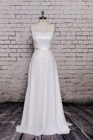 Robe de mariée col en bateau manche nulle ceinture ligne a avec ruban