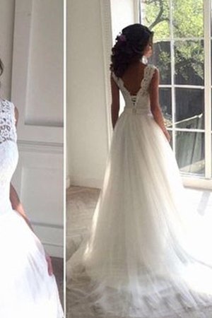 Robe de mariée en tulle de princesse sucré de traîne moyenne naturel