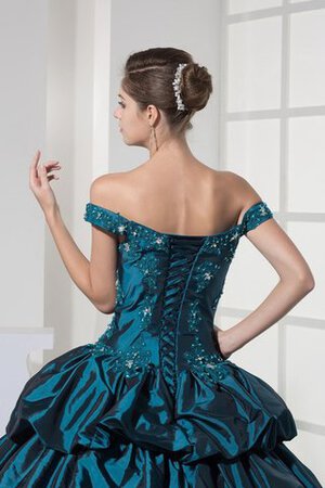 Robe de quinceanera avec lacets bretelles spaghetti decoration en fleur ornée de mode de bal