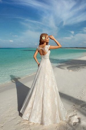 Robe de mariée romantique cordon avec manche épeules enveloppants avec perle noeud